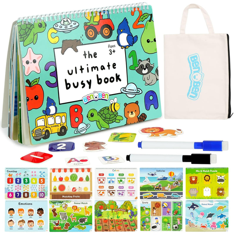 Busy Book For Toddlers, 30 Pages, Pre Assembled, Montessori Toys, Preschool