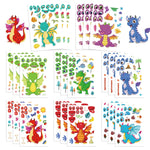 24 Sheets Dragon Make-a-Face Stickers for Kids, DIY Party Favors & Crafts