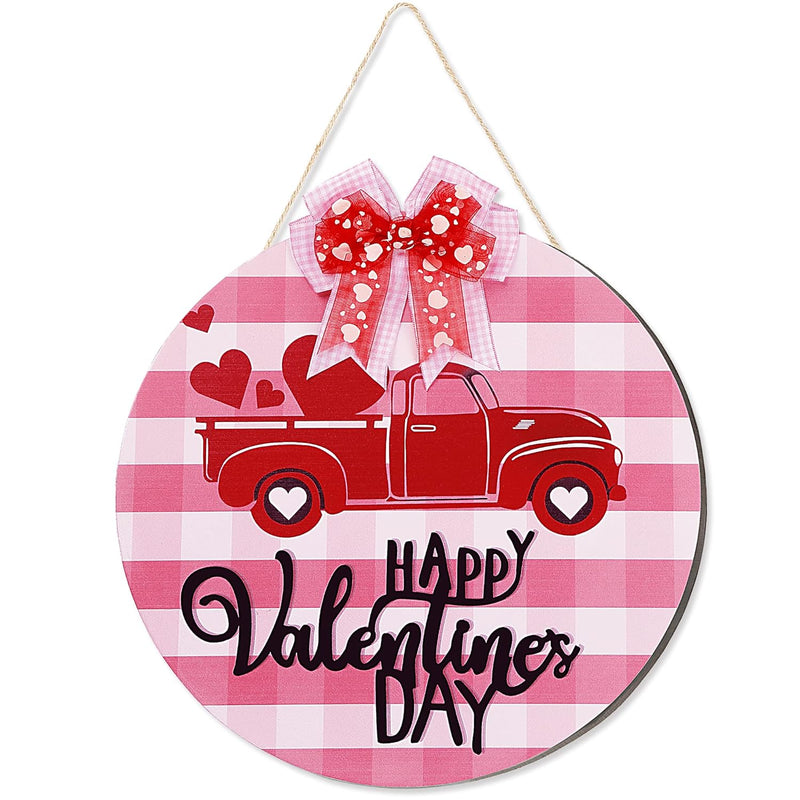 Valentines Day Door Sign Front Door Hanging Sign Pink And White Buffalo Plaid