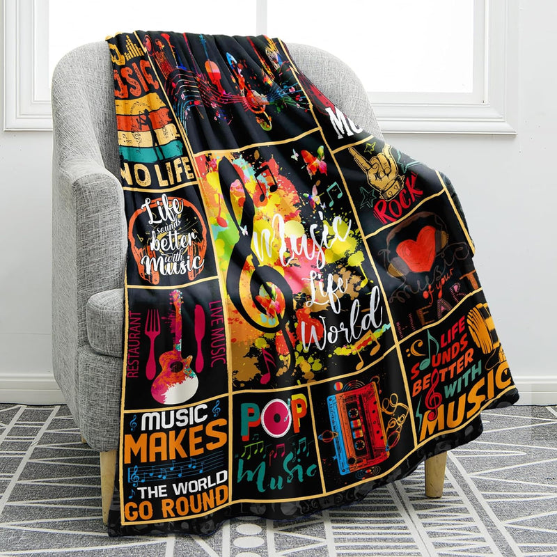 Music Note Blanket Musical Symbol Gifts For Women Kids Girls Boys Men Students
