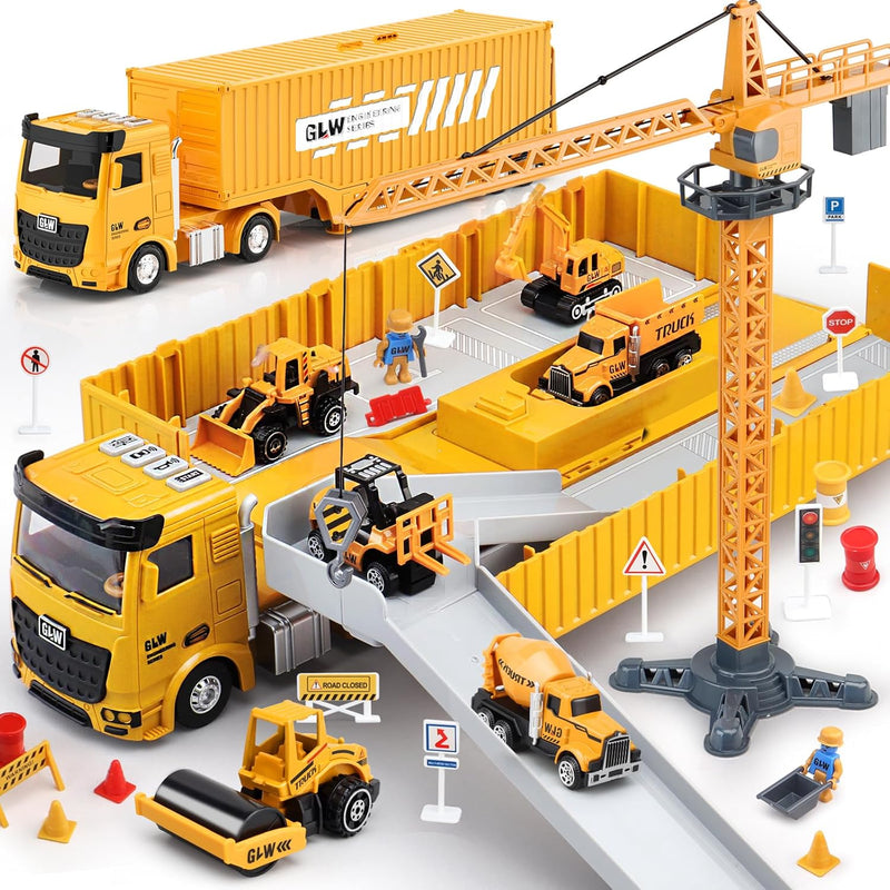 Kids Construction Toys, Construction Truck Toys Set W/Crane, Excavator, For