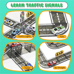 Magnetic Road Tiles Set with Pullback Cars for Kids Ages 3+