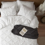 California King Comforter Set - Cal King Bed Set 7 Pieces, Pinch Pleat White Cali King Bedding Set With Comforter, Sheets, Pillowcases & Shams