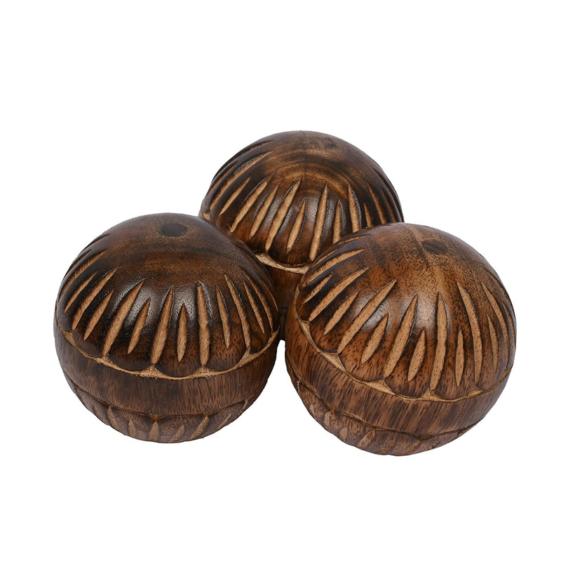 Decorative Mango Wood Round Balls Set Of 3 For Centerpiece Or Individual Use I