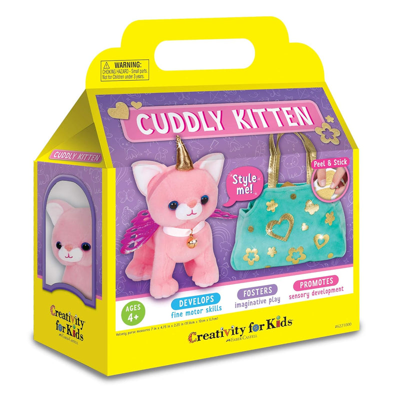 Cuddly Kitten Plush Toy Kitty Stuffed Animal And Pet Carrier Purse , Pink, Sma