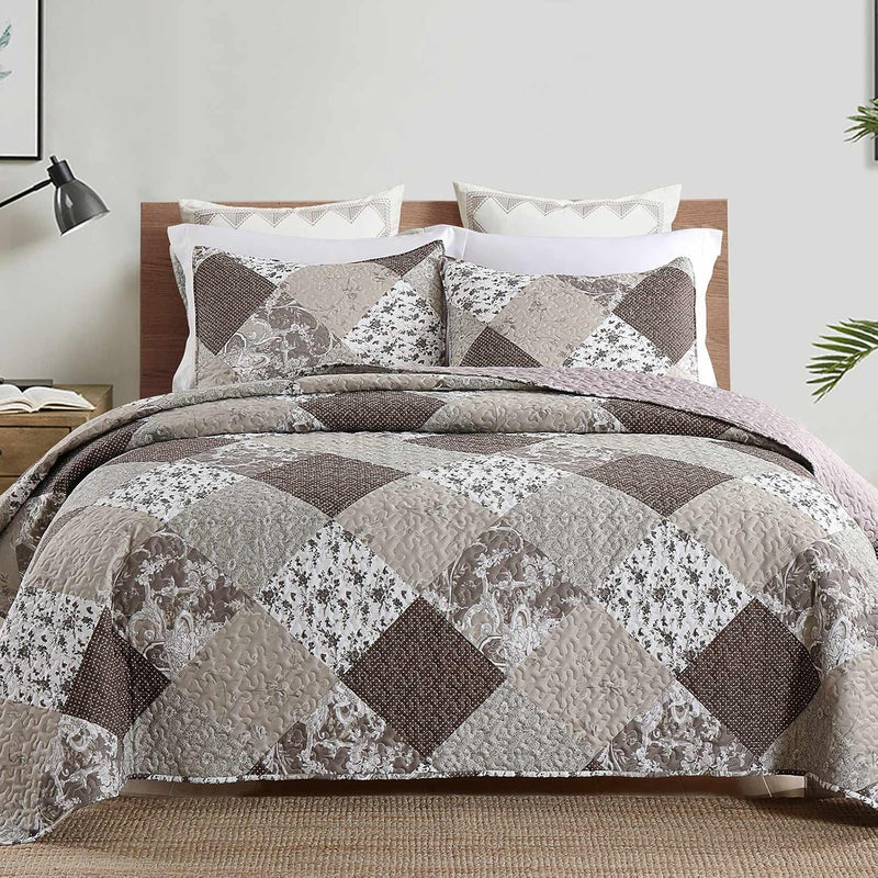 3-Piece Queen Quilt Set, Lightweight Soft Warm Full Size Quilt Bedspread Cover