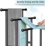40" H Free Standing Towel Rack, 3 Tier Alloy Steel Stand with Basket, Blanket Drying and Display Rack for Oversized Bath Towels Bathroom Accessories, Next to Tub or Shower (Black)