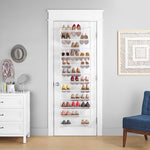 Over the Door Shoe Organizer - Holds up to 36 Pairs of Shoes - Metal & Mesh - White