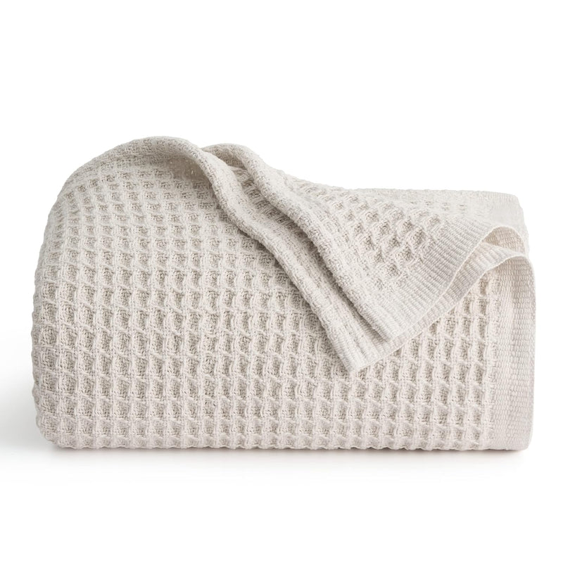 100% Cotton Throw Blankets For Couch - Waffle Weave Blankets For All Seasons,