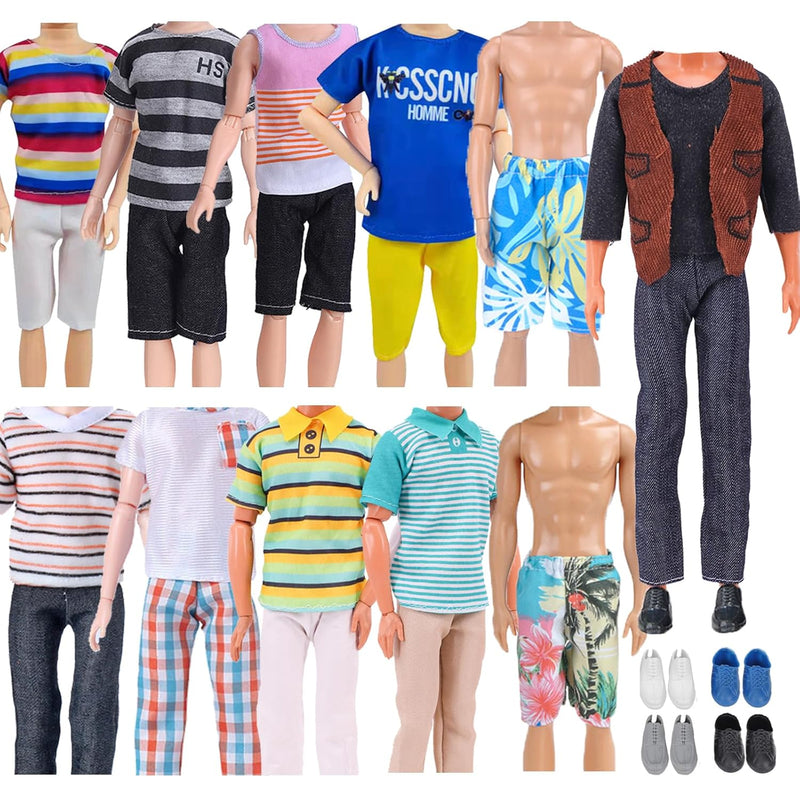 18 Pcs Doll Clothes For Ken Doll Including Handmade 6 Tops 6 Pants Casual W