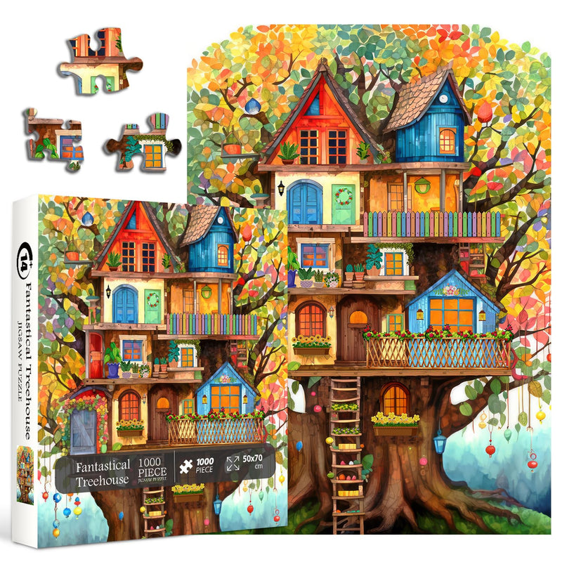 Tree House Puzzles For Adults 1000 Pieces, Fantasy Tree Of Life Jigsaw Puzz
