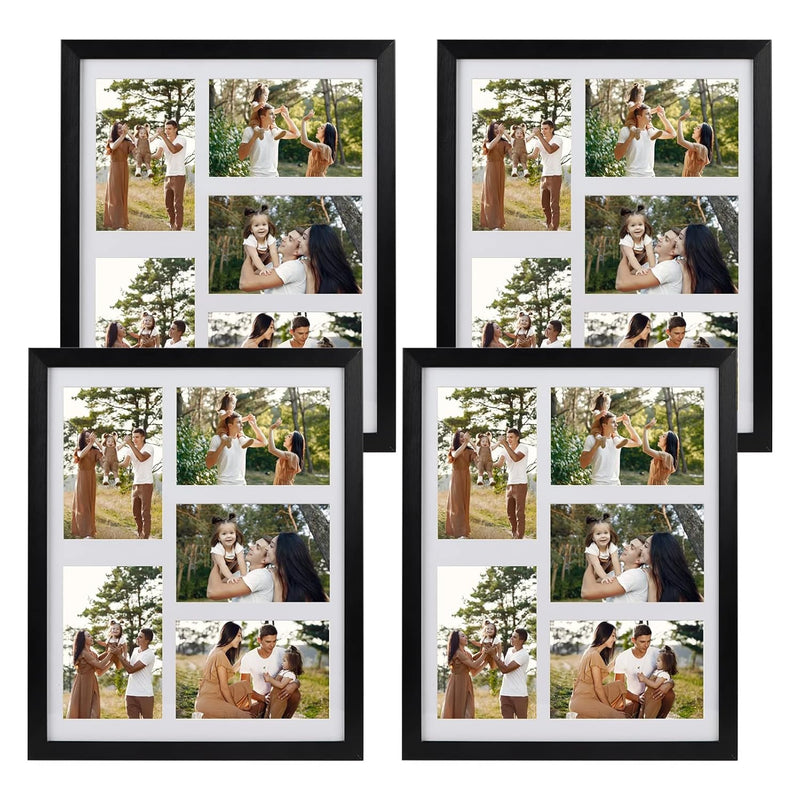 4 Pack 4X6 Picture Frame Collage 5 Openings, 11X14 Black Poster Frame Set Of 4
