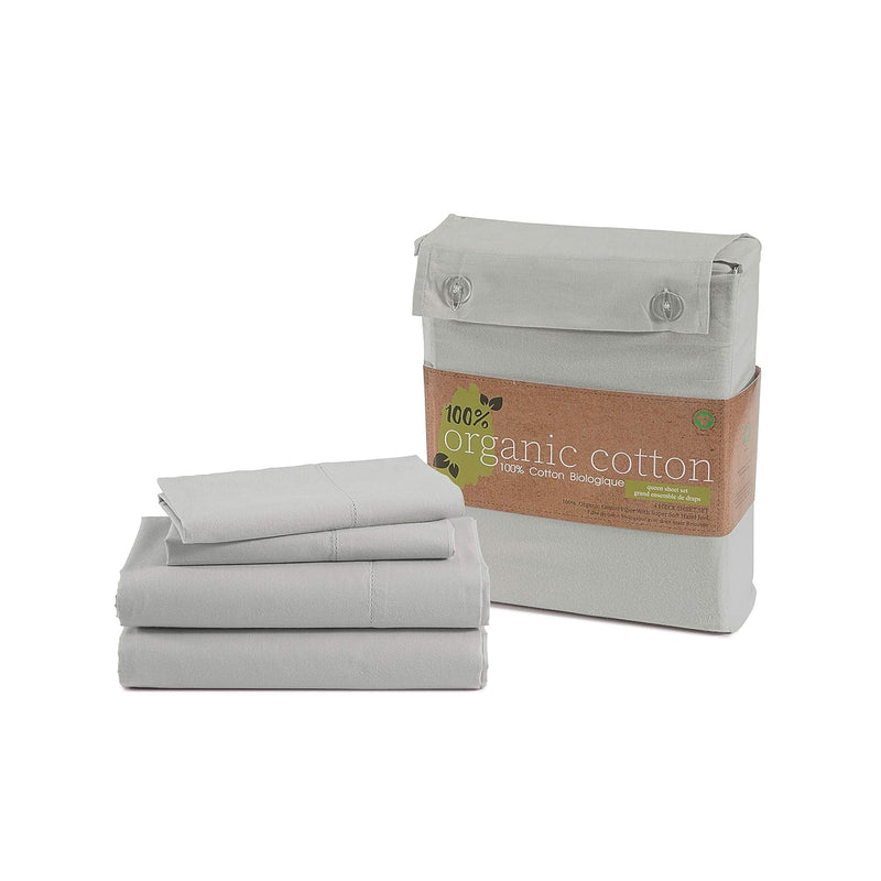 100% Organic Cotton Full Sheets Set 4-Piece Pure Percale Long Staple Soft Bedd