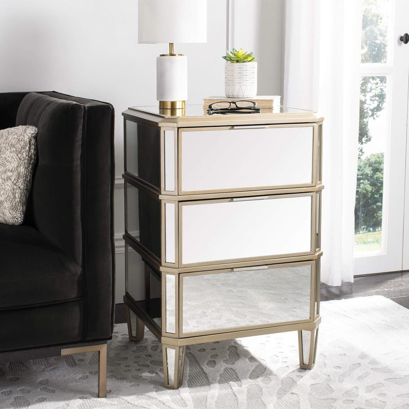 Home Collection Giana 3 Drawer Mirrored Nightstand