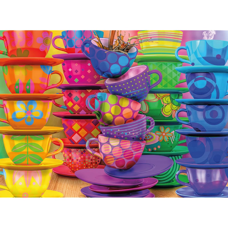 Ceaco – Rainbow Teacups - 300 Piece Jigsaw Space Saver Puzzle – Puzzles for