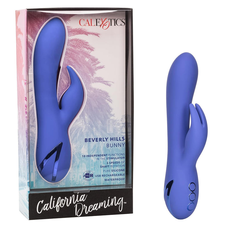 California Dreaming Beverly Hills Bunny - Silicone Rabbit Vibrator – Waterproof Clitoral Sex Toys For Couples – 10 Vibration Function Massager - Purple