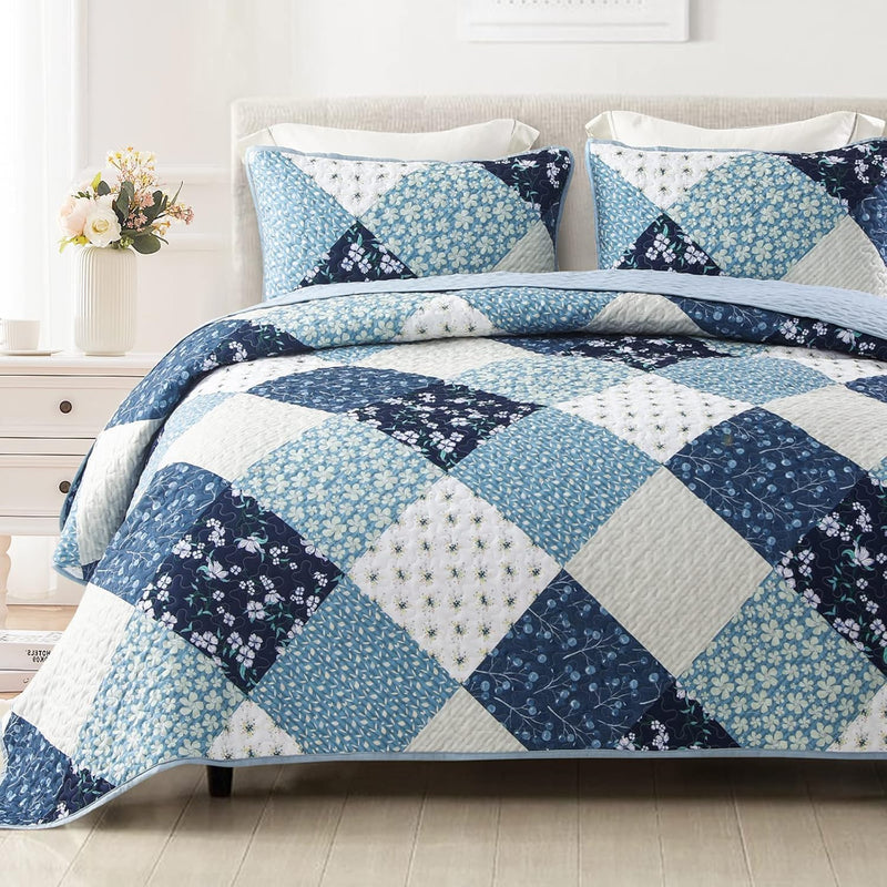Patchwork Quilt Set King Size, Lightweight Quilted Bedspread/Coverlet/Bed Cove