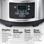 Portable 6 Quart Digital Programmable Slow Cooker Lock, Dishwasher Safe Crock & Lid, Set & Forget, Stainless Steel