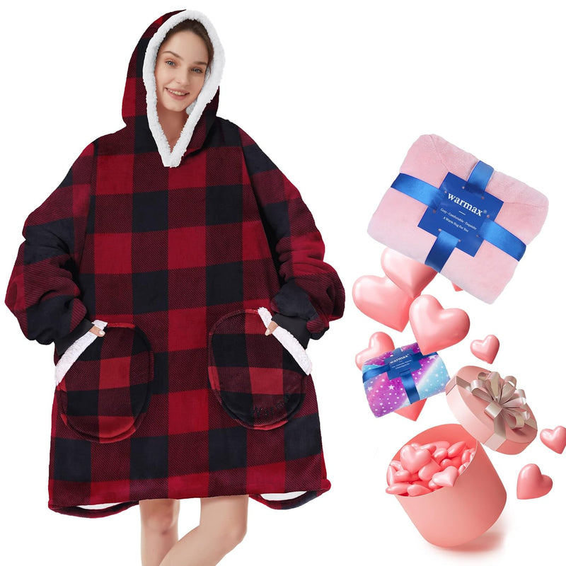 Wearable Blanket Hoodie, Oversized Sherpa Warm Blanket Sweatshirt, Gift For Wo