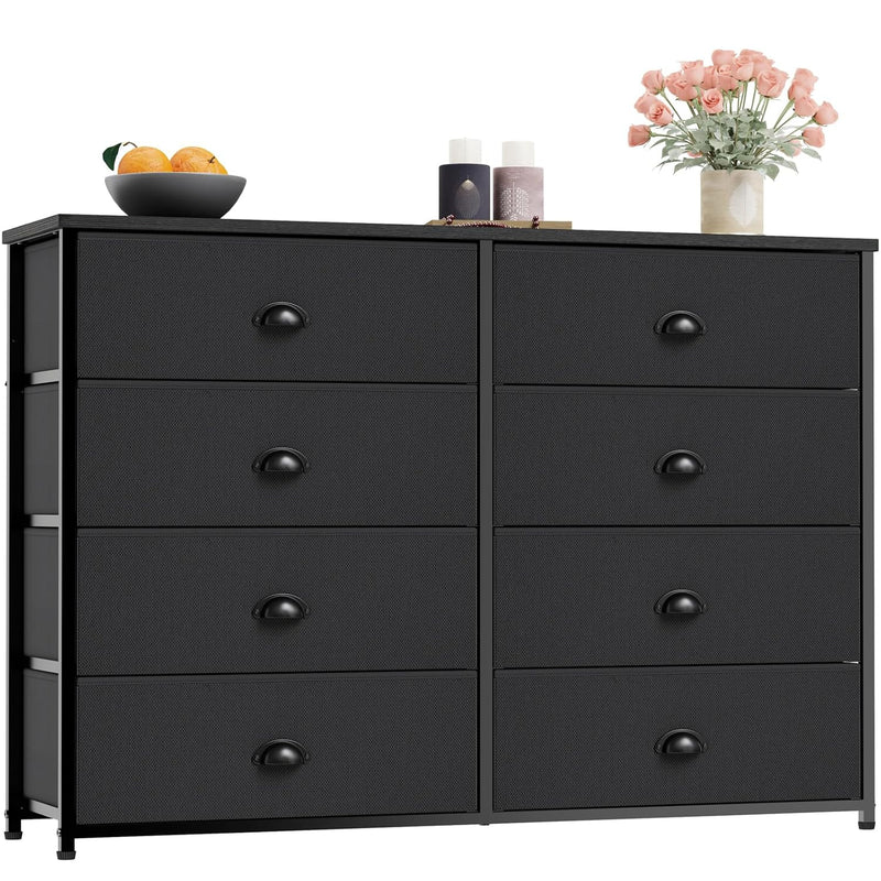 Dresser With 8 Fabric Drawers, Wide Console Table For 50'' Tv, Storage Organiz
