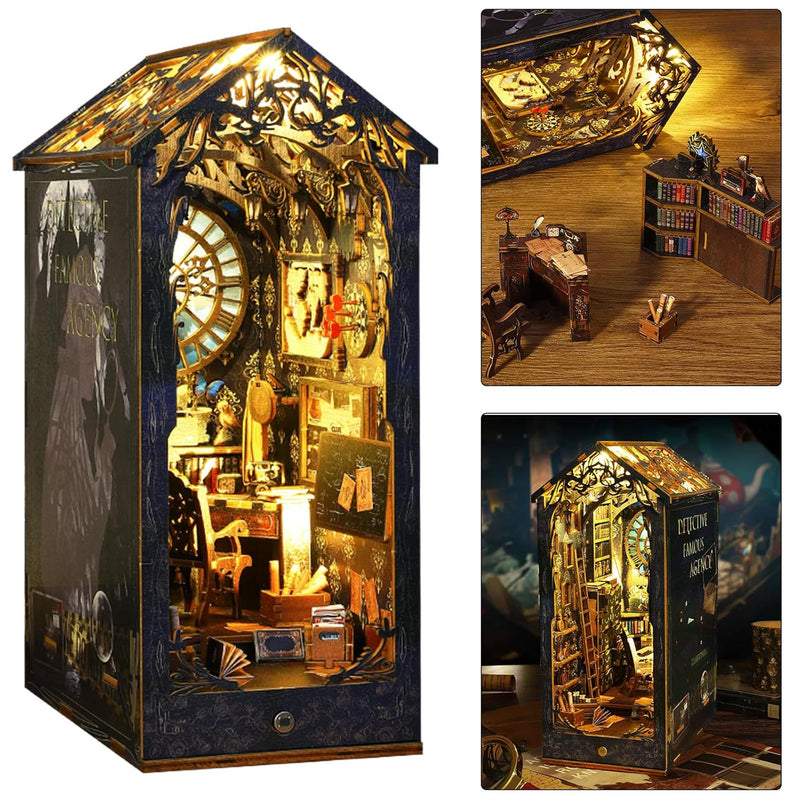 Diy Book Nook Kit, 3D Wooden Puzzle Diy Miniature House Kit For Book Nook S