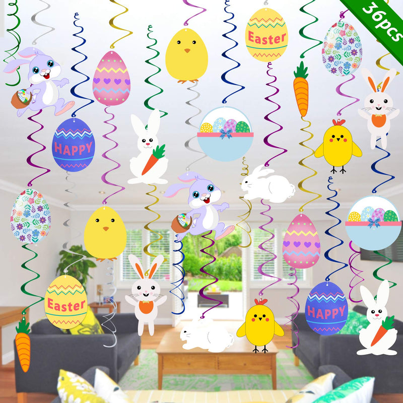 Easter Hanging Swirl Decorations - Pack Of 36 | Easter Decorations - Easter Eg
