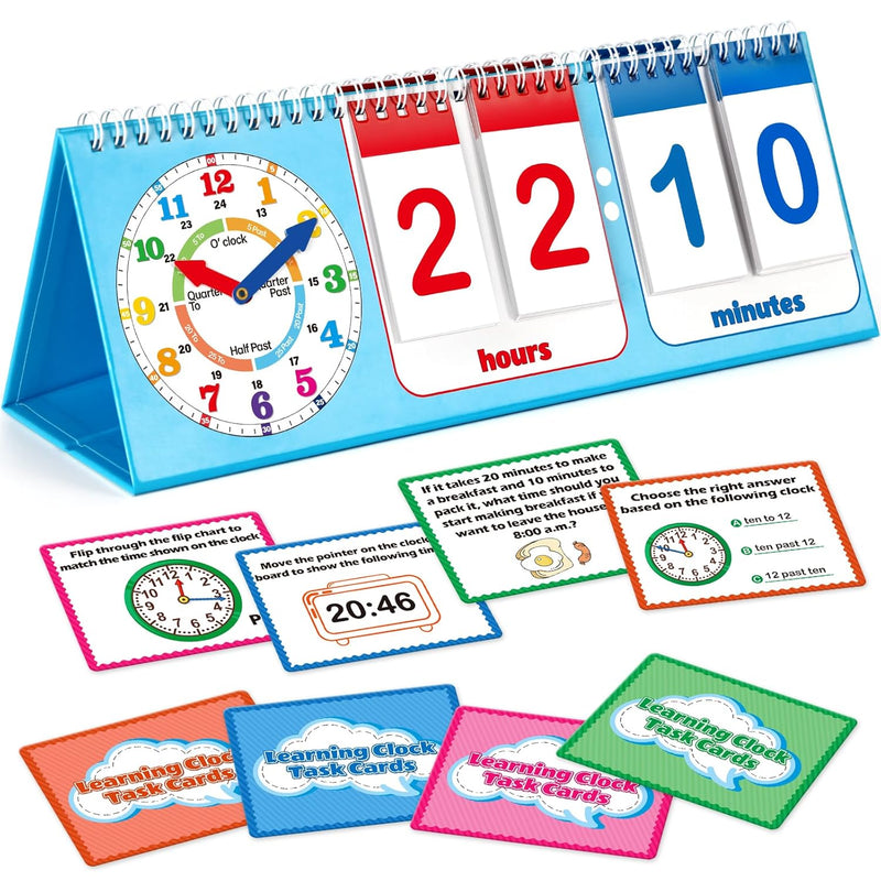 Learning Clock Flip Chart Colorful Analog & Digital Telling Time Teaching C