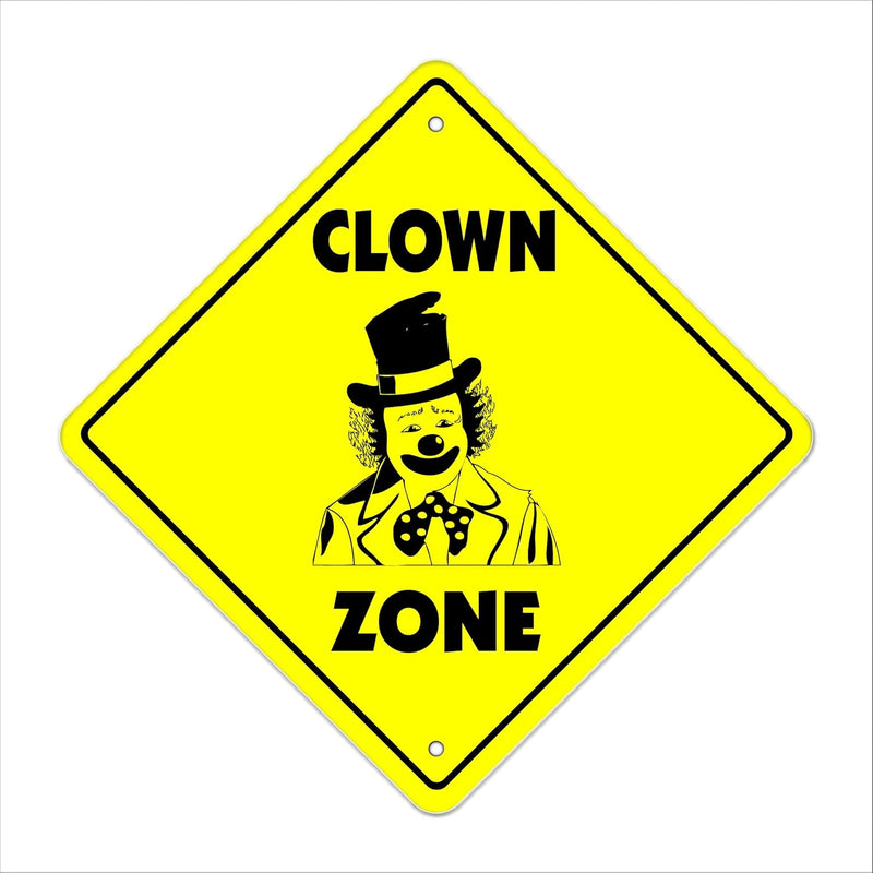 Clown Crossing Sign Zone Xing | Indoor/Outdoor | 12" Tall Plastic Sign Circus