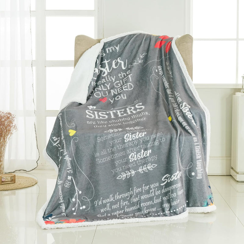 Funny Sister Blanket Birthday Gifts | Luxurious Sister Blanket With Loving Mes