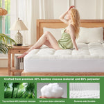 Queen Mattress Topper Viscose Derived from Bamboo, Thick Pillow Top Mattress Pad with Stretchable Pockets for 6-18 inches Mattress, Soft Breathable Mattress Topper for Back Pain Relief