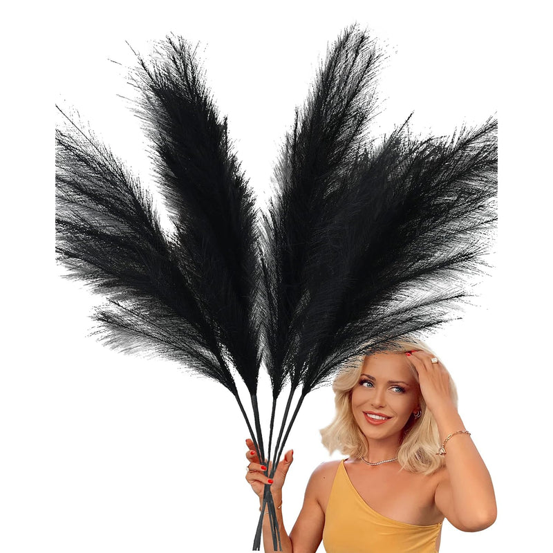 43'' Black Pampas Grass Decor Tall 3-Pcs, Black Living Room Decor, Tall Pampas