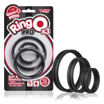 Ringo Pro Lg – Black Silicone Penis Ring 3-Pack – Stretchy, Comfortable Rings For Men – Reusable Couples Toy For Enhanced Performance