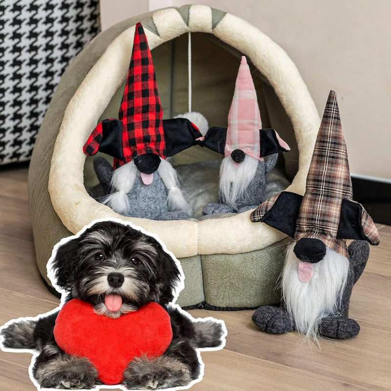 Dog Gnomes Plush, 3Pcs Plaid Plush Gnomes Doggie Scandinavian Figurine Nordic