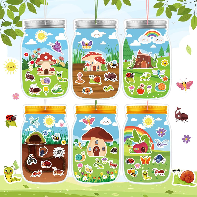 24 Sheet Insect Craft Kit with Bee Ladybug Flower Stickers for Kids