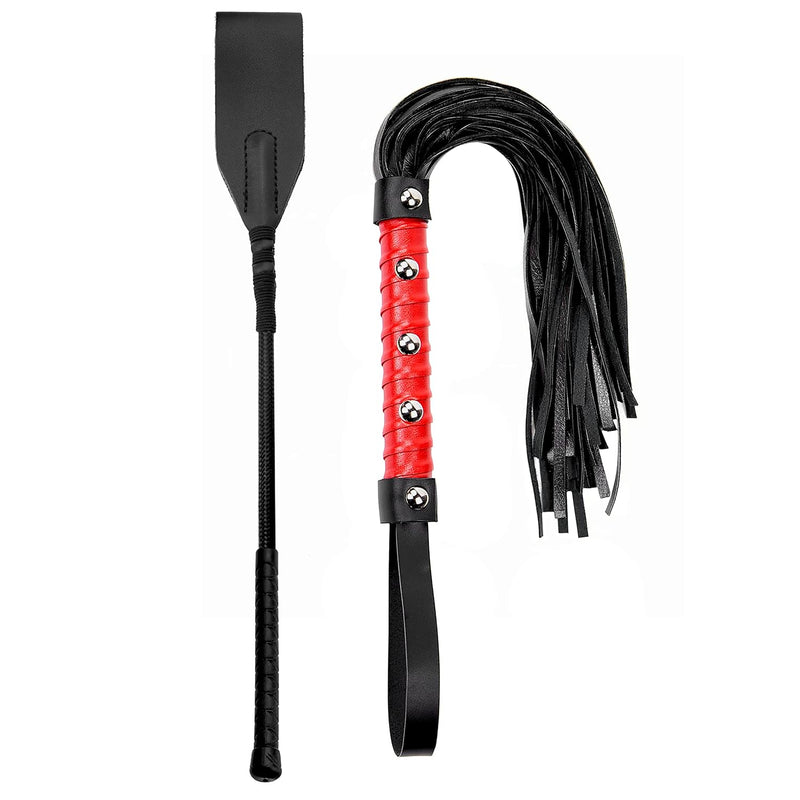 Sex Whip Crop Bdsm Set Black Crop Red Whip Faux Leather Double Slapper Crop Flogger Sex Set Adult Sex Paddle Flogger Spanking Paddle Adult Play Bdsm Starter Kit