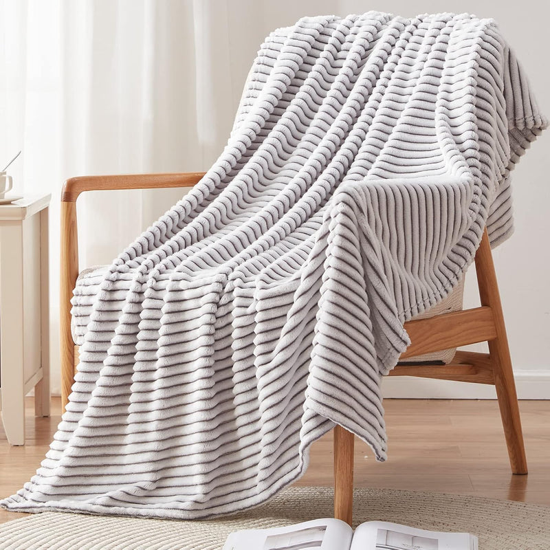 Fleece Blanket Twin Grey 60'' X 80'' For Couch, Soft, Plush, Warm And Cozy Bla