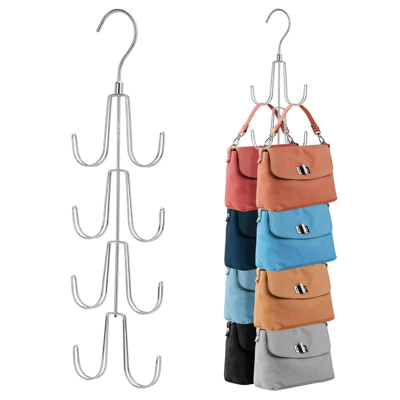 Purse Hanger Organizer For Closet, 2 Pack Rotatable Hanging Bag Holder, 8 Storag