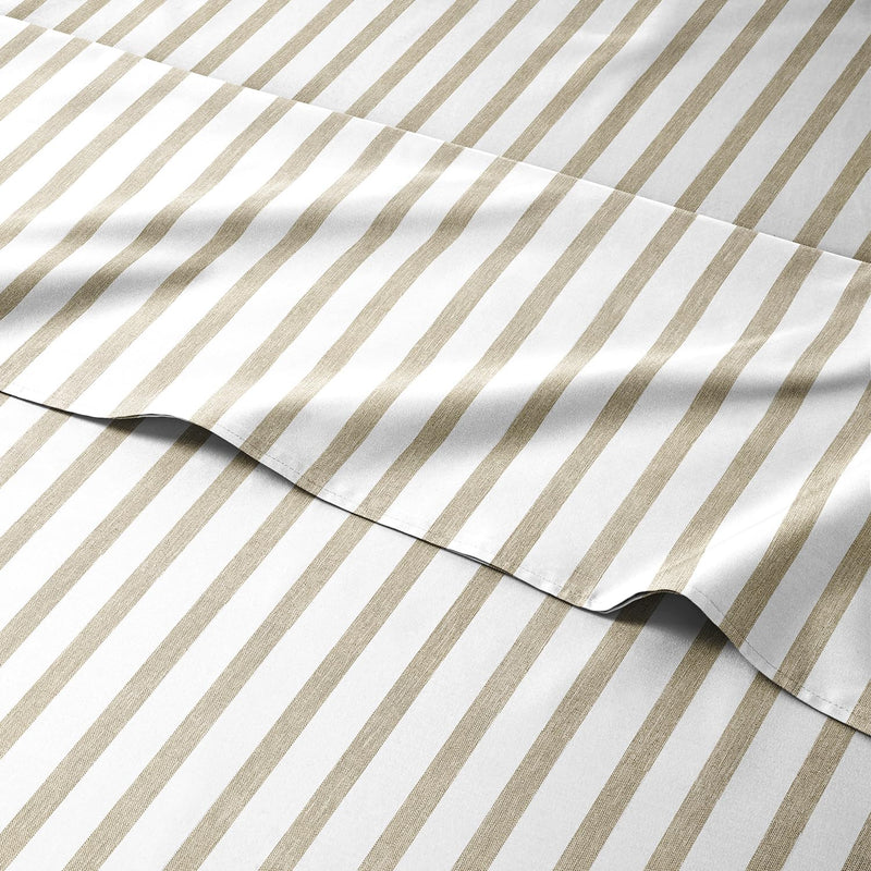 Striped Bed Sheets - Pin Striped Sheets - Beige Sheets - Tan Striped Sheets -
