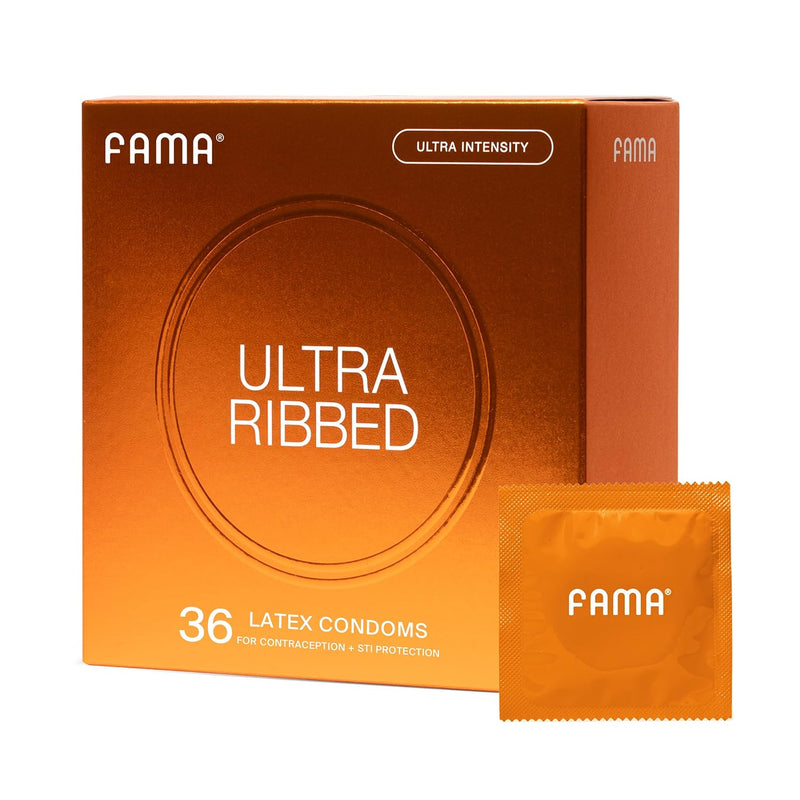 Ribbed Condoms For Men,Texture Natural Latex Condoms With Sillicone Lubricant, Ultra Sensitive Safe Sex Protection–2.12-Inch/54 Mm Diameter (36 Count)