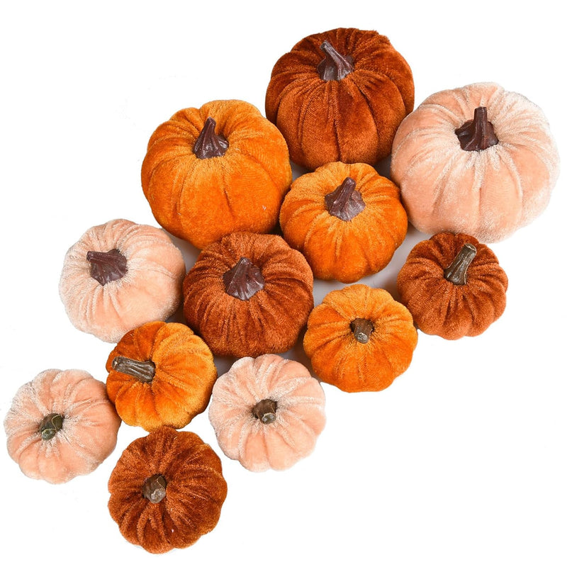 12Pcs Artificial Pumpkins Maple Harvest Fall Decoration Autumn Thanksgiving Ha