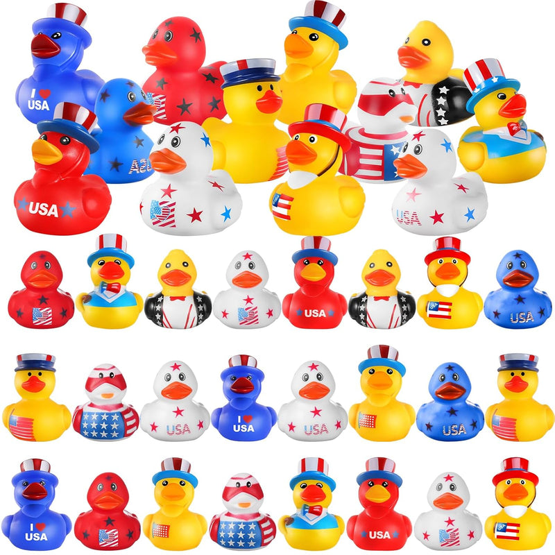 Patriotic Rubber Ducks 24 Pcs Independence Day Novelty Funny Squeeze Baby S