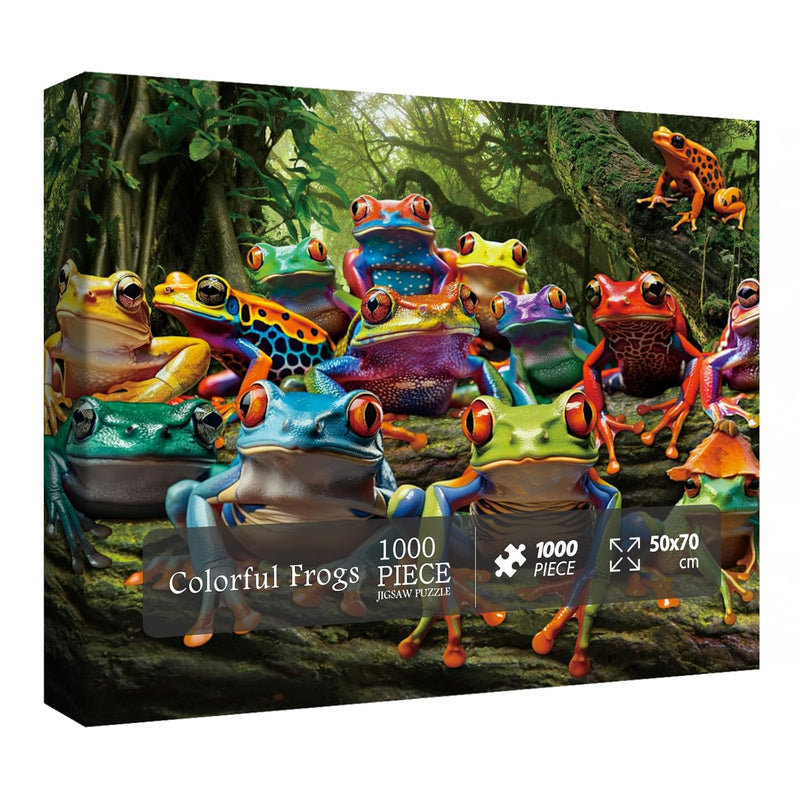 Colorful Frog Puzzle 1000 Piece For Adults, Rainbow Frogs Jigsaw Puzzle Nature