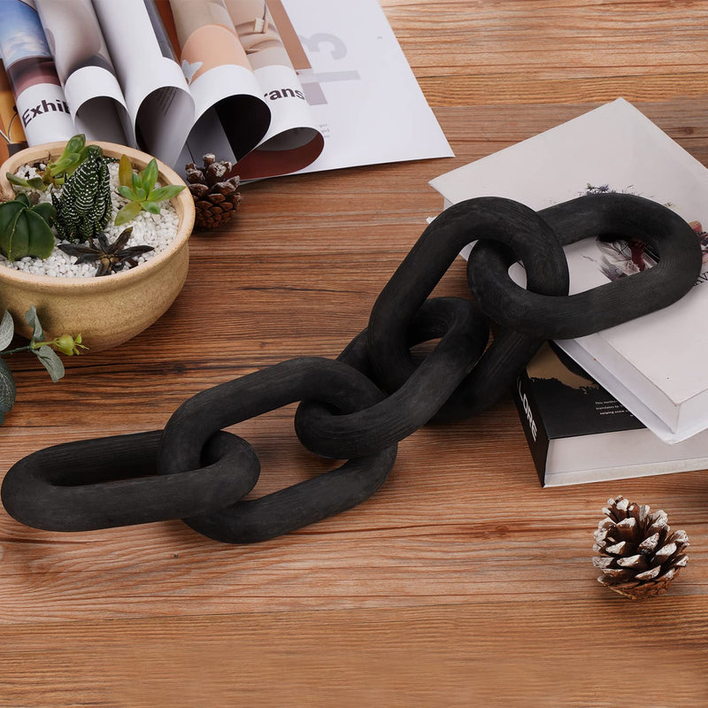 Decorative Wood Chain Link Modern Boho Home Farmhouse Decor, 5 Link Chain Deco