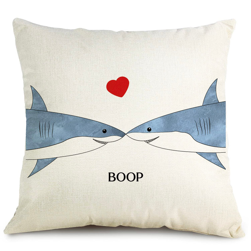 Sharks Ocean Animals Themed Throw Pillow Cover,Shark Boop Pillowcase,Funny Bir