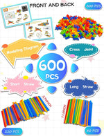 600-Piece Straw Building Kit for Kids STEM Construction Play