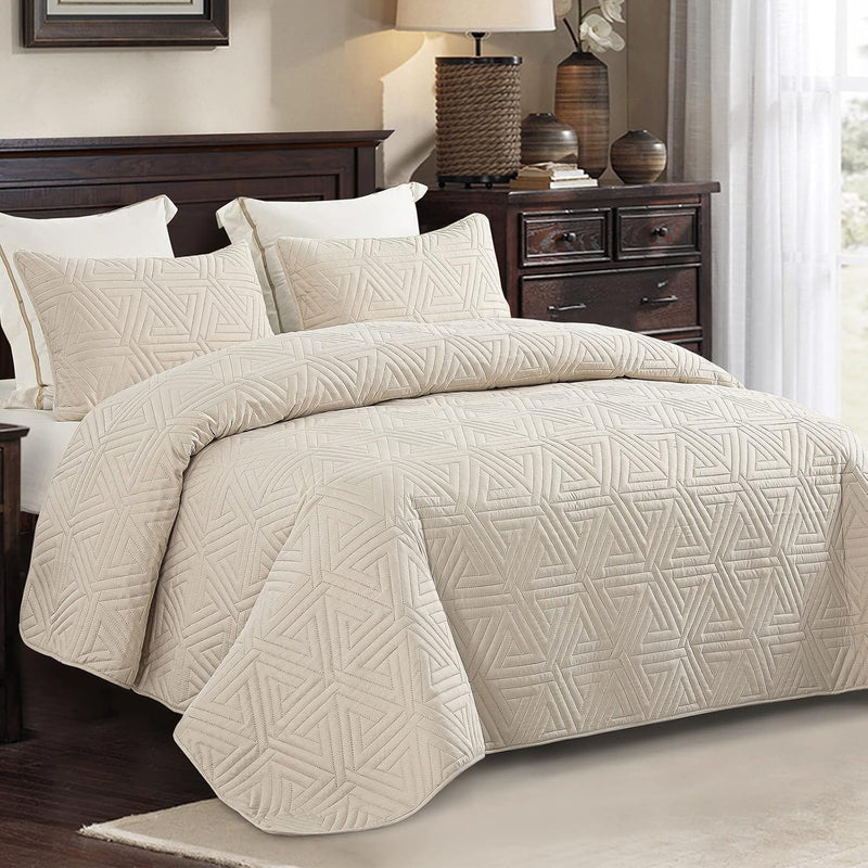 3-Piece King Size Quilt Set/Bedspreads/Coverlets For All Season, Classic Geome