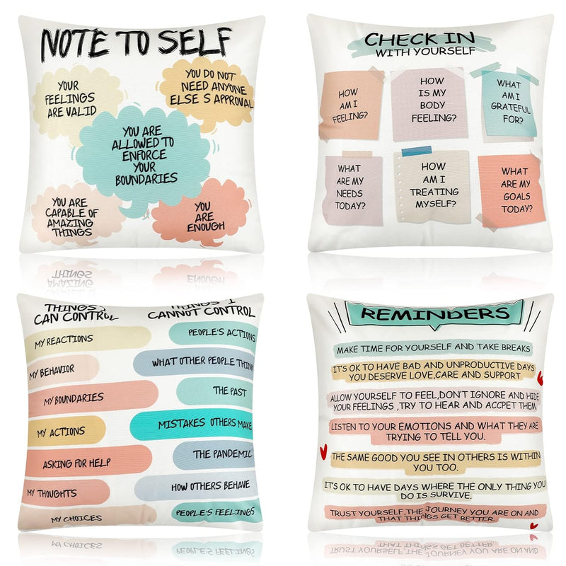 4 Pcs Throw Pillow Cover Mental Health Anxiety Therapy For School Dorm Counsel