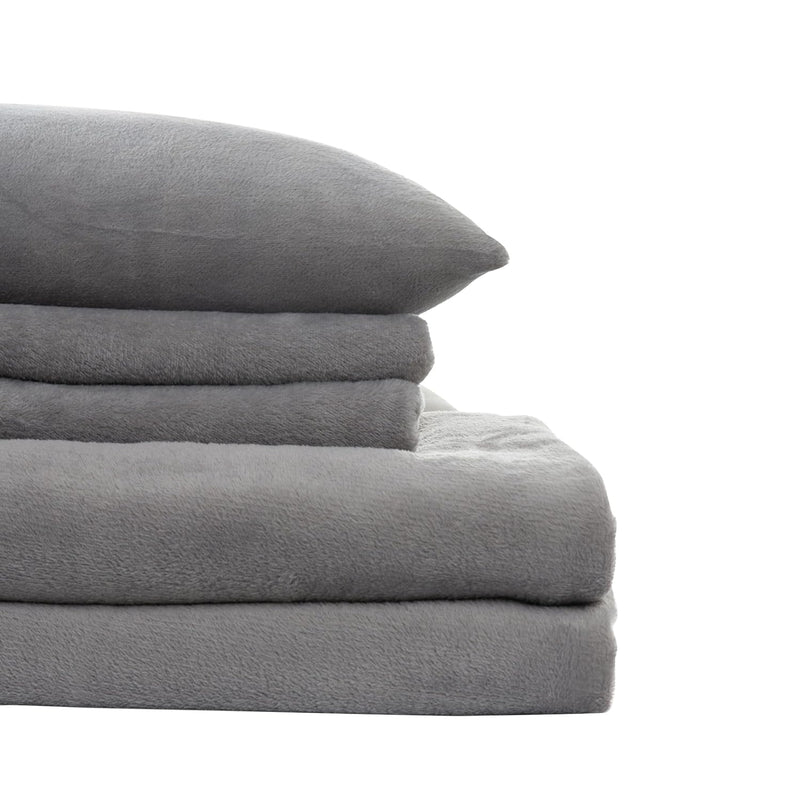 Flannel Sheets Queen 4-Piece Plush Fleece Sheet Bed Sets With 15" Deep Pocket