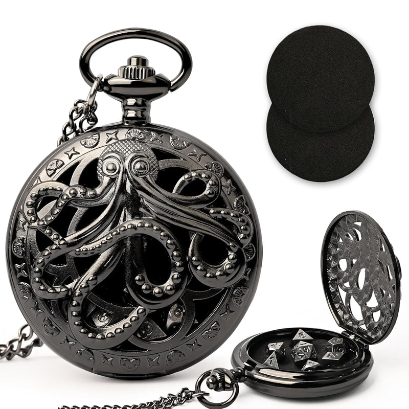 Mini Dnd Dice Set With Pocket Watch Shell, 7Pcs Polyhedral Metal Dice Set P