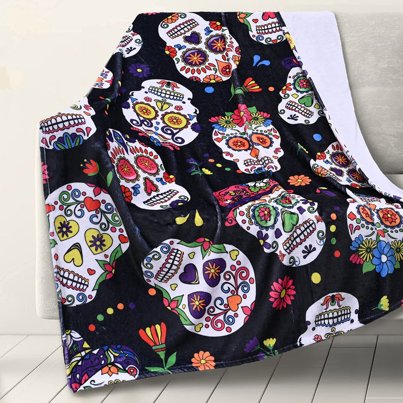 Halloween Skull Throw Blanket For Boys Girls Women Adults, Lightweight Travel